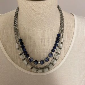 WHBM navy blue & silver necklace